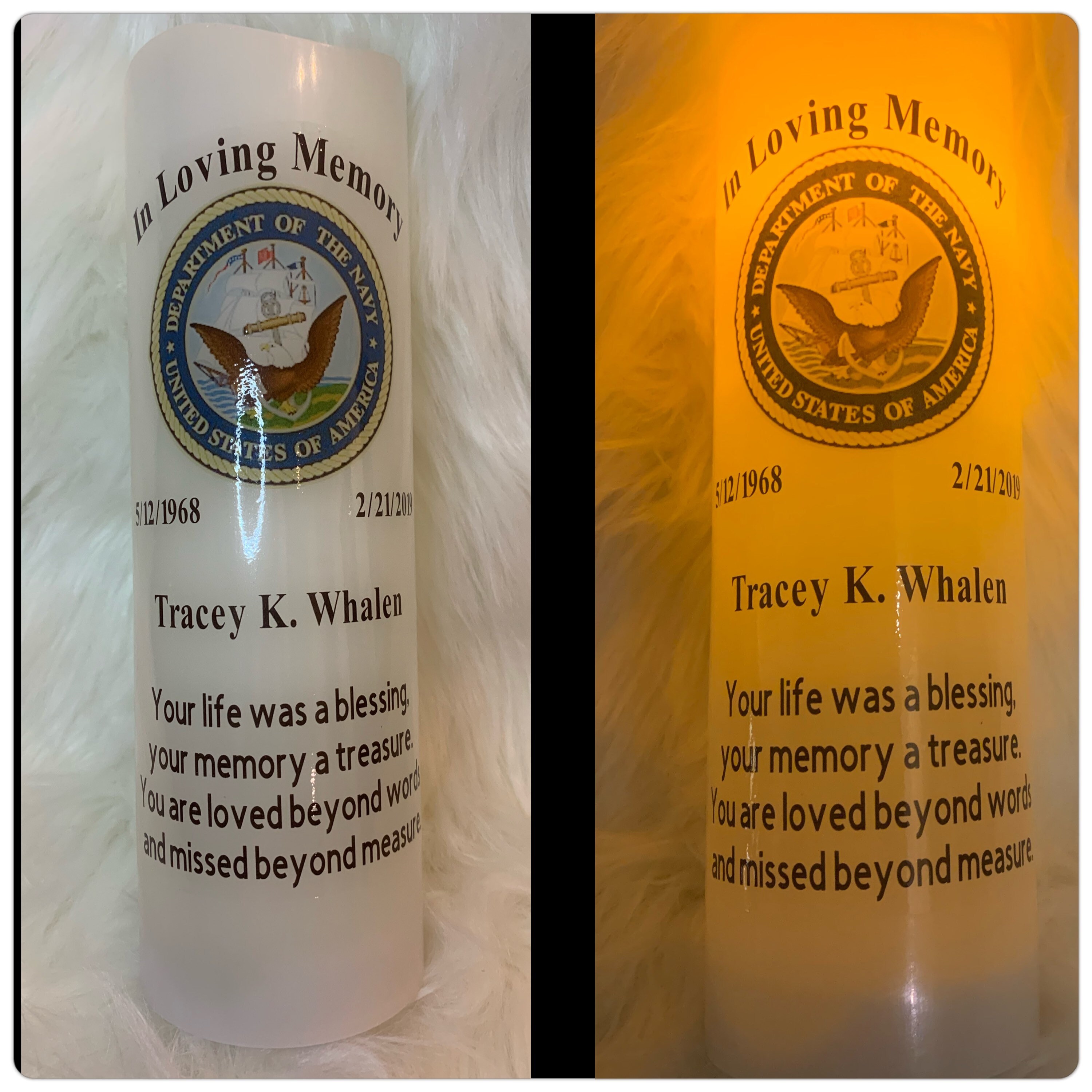 3x9 Flameless Military Memorial Candle / Personalized Military Etsy