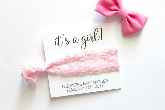 Baby Shower Personalized Hair Tie Favor It S A Girl Hair Etsy