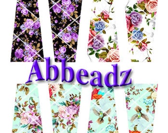 24 Large Trapezoids with Roses / Florals  - 12 Pairs DIGITAL DOWNLOAD