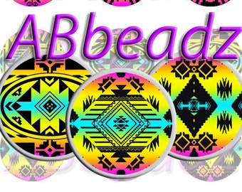 12 - 2 Inch Round Neon Rainbow Native American Inspired for Glass or Epoxy Stickers (3)