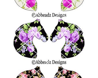 12 Pairs Chintz Florals on Horse Head Images for Horse Head Epoxy Stickers (4)