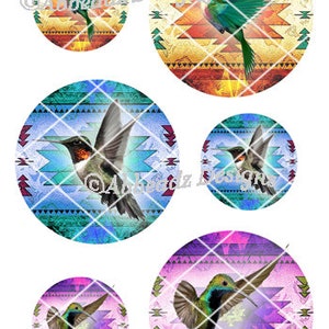 Kolibris auf einheimischen Hintergründen in 4 Größen auf 10 x 15 und 20 x 21 cm Bögen DIGITALER DOWNLOAD Bild 4