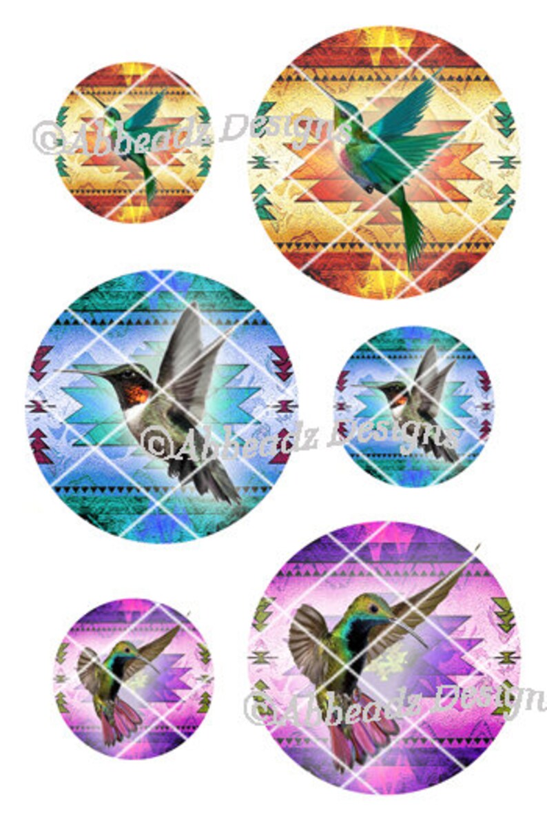 Kolibris auf einheimischen Hintergründen in 4 Größen auf 10 x 15 und 20 x 21 cm Bögen DIGITALER DOWNLOAD Bild 4