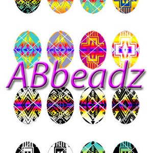 May include: A collection of sixteen oval-shaped graphics arranged in a grid, each featuring intricate geometric patterns in vibrant gradients of blue, yellow, orange, pink, and black. The text ABbeadz is overlaid in purple across the center.