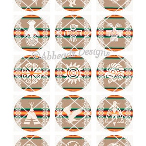 27 1 Inch Round Paired Native American Designs Digital Images 2 DIGITAL DOWNLOAD image 5