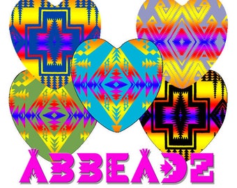 1&quot; Heart Navajo American Tribal Patterns for Epoxy or Glass Cabs (1) DIGITAL DOWNLOAD