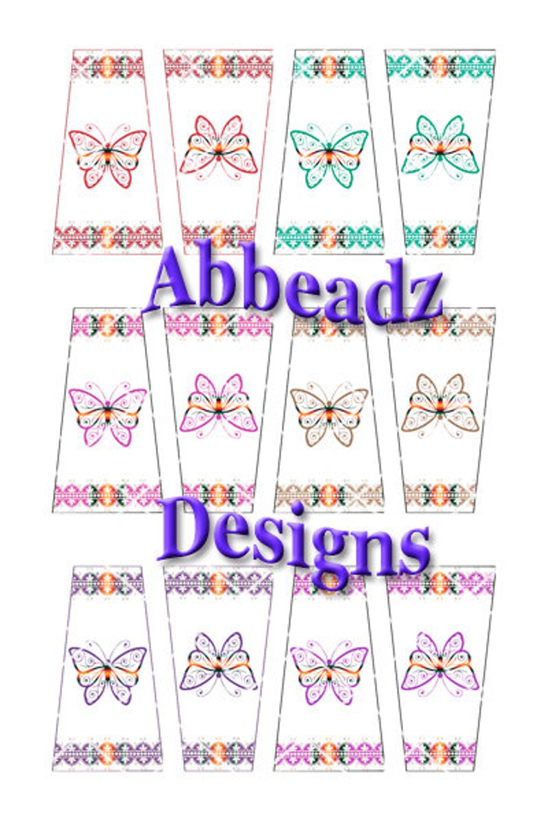 24 Navajo Style Butterfly w/ Different Colors for Trapezoid Epoxy Stickers image 4