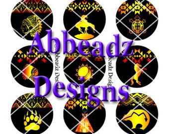 15 Different 1" Round Illuminating Tribal Fire Color Images DIGITAL DOWNLOAD