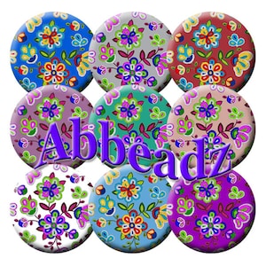 30 Different Colors Native Florals - 1 Inch Bottle Cap Images DIGITAL DOWNLOAD