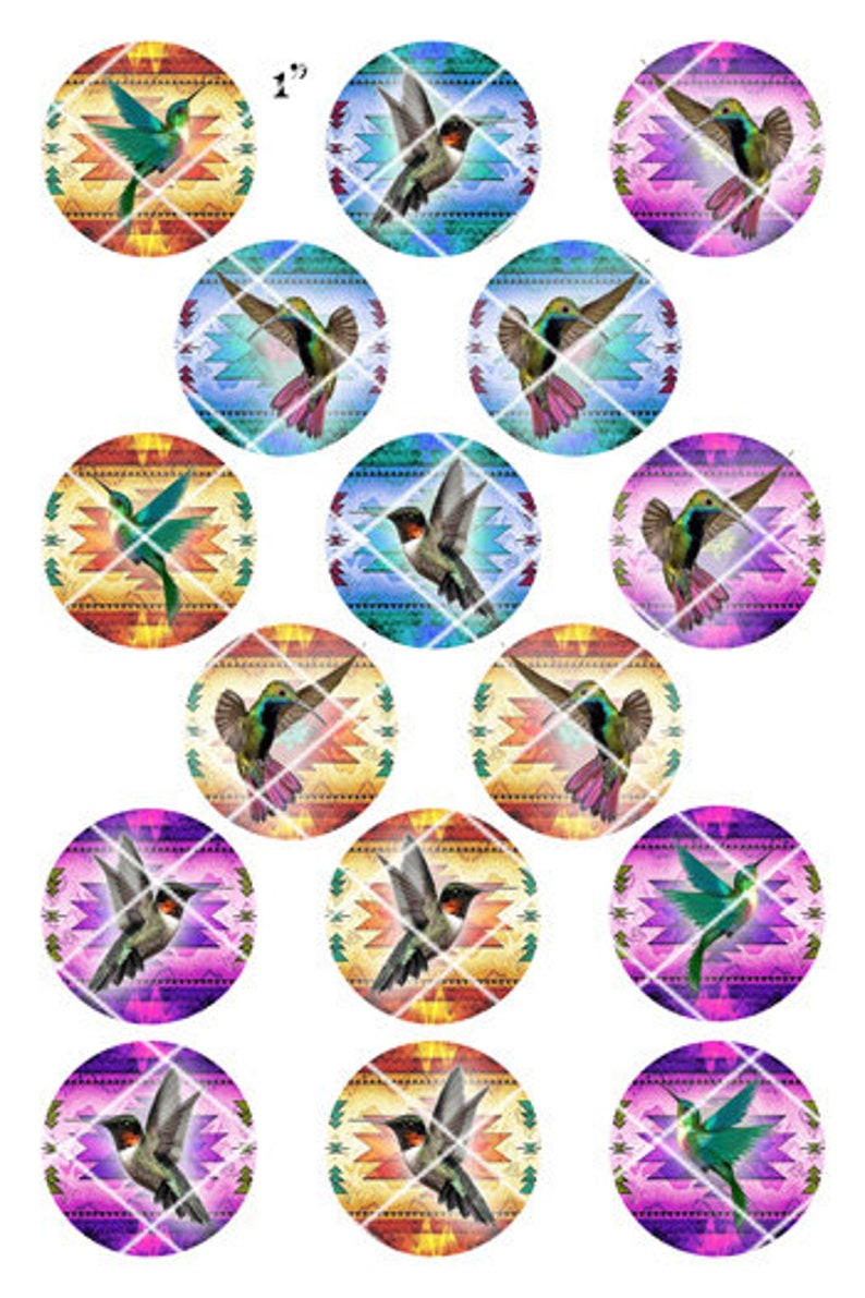 Kolibris auf einheimischen Hintergründen in 4 Größen auf 10 x 15 und 20 x 21 cm Bögen DIGITALER DOWNLOAD Bild 2