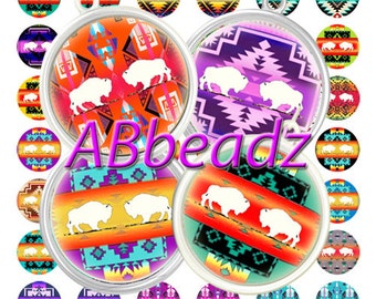 27 Pairs One Inch Round White Buffalo Native American Designs DIGITAL DOWNLOAD