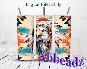 Native American Eagle Tumbler Wrap (4)  20oz - Sublimation Design - HD PNG Digital Art