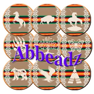 27 1 Inch Round Paired Native American Designs Digital Images 2 DIGITAL DOWNLOAD image 1