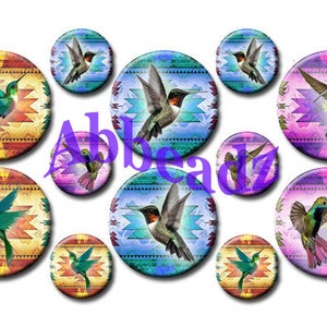 Hummingbirds on Native Backgrounds in 4 Sizes on 4x6 & 8-1/2x11 Sheets DIGITAL DOWNLOAD image 1