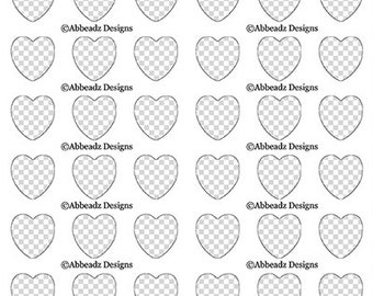 1 Inch Heart Collage Sheet Template 8.5x11in - Match to our Epoxy Stickers DIGITAL DOWNLOAD