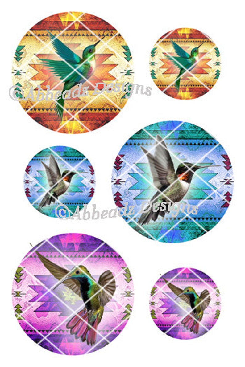 Kolibris auf einheimischen Hintergründen in 4 Größen auf 10 x 15 und 20 x 21 cm Bögen DIGITALER DOWNLOAD Bild 5