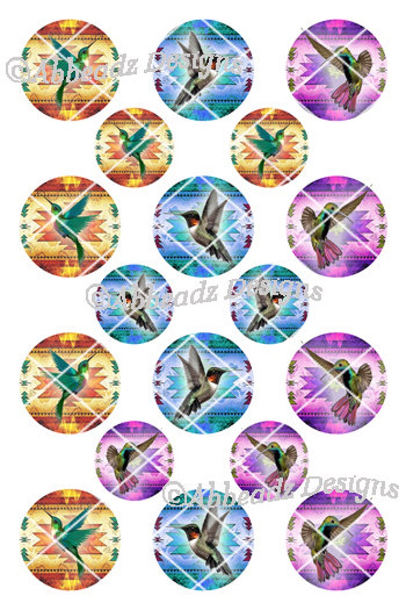 Kolibris auf einheimischen Hintergründen in 4 Größen auf 10 x 15 und 20 x 21 cm Bögen DIGITALER DOWNLOAD Bild 3