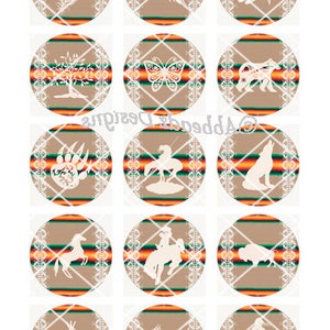 27 1 Inch Round Paired Native American Designs Digital Images 2 DIGITAL DOWNLOAD image 6