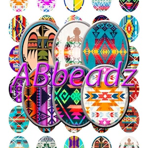 May include: A collection of 20 round, colorful, patterned, and geometrically designed resin cabochons. The cabochons feature Native American inspired designs, including a turtle, an eagle, and a medicine wheel. The text "A Beadz" is printed in purple on a white background.