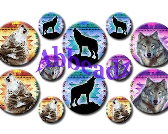 Wolf Images on Native Backgrounds in 4 Sizes on 4x6 & 8-1/2x11 Sheets DIGITAL DOWNLOAD