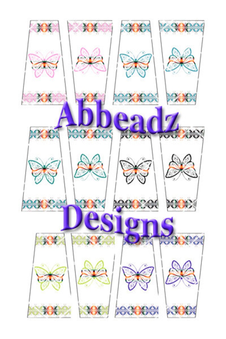 24 Navajo Style Butterfly w/ Different Colors for Trapezoid Epoxy Stickers image 2