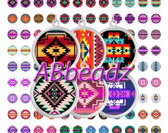 1/2 Inch Round Native American Designs Collage Sheet DIGITAL DOWNLOAD