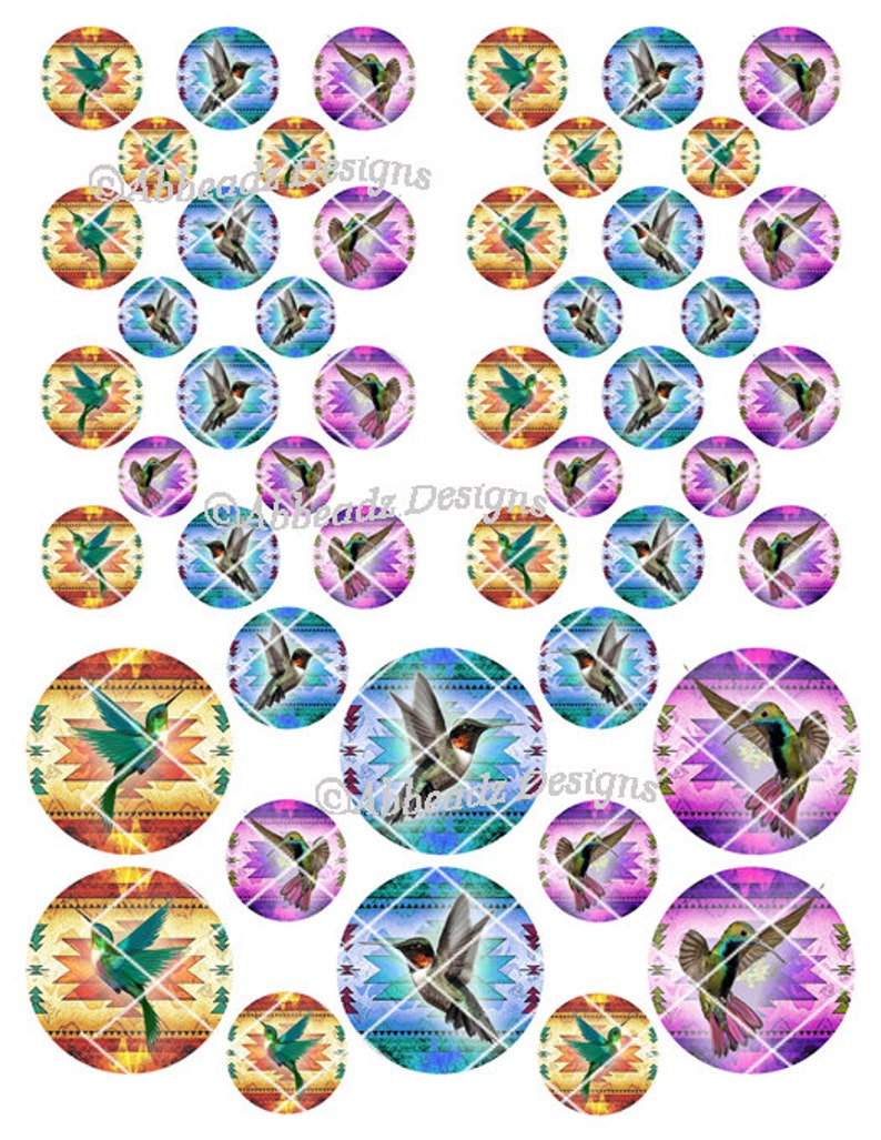Kolibris auf einheimischen Hintergründen in 4 Größen auf 10 x 15 und 20 x 21 cm Bögen DIGITALER DOWNLOAD Bild 6