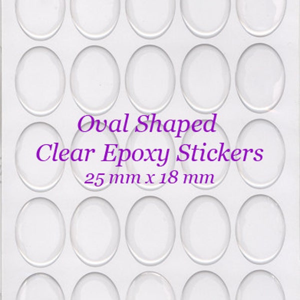 50 - 25mmx18mm Clear Oval Epoxy Cabochon Stickers