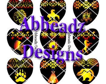 15 Different 1" Hearts Illuminating Tribal Fire Color Images DIGITAL DOWNLOAD