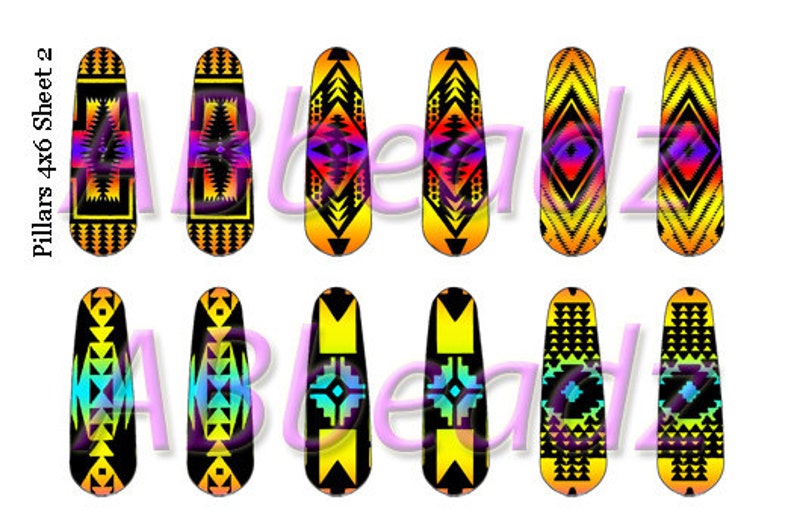 12 Paired PILLAR Shaped Native American Inspired Images for Epoxy Stickers 1 DIGITAL DOWNLOAD image 3