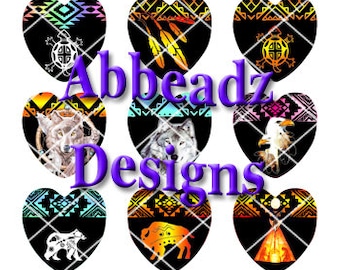 1" Heart Native American Gradient Patterns for Epoxy or Glass Cabs (1) DIGITAL DOWNLOAD