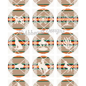 27 1 Inch Round Paired Native American Designs Digital Images 2 DIGITAL DOWNLOAD image 4