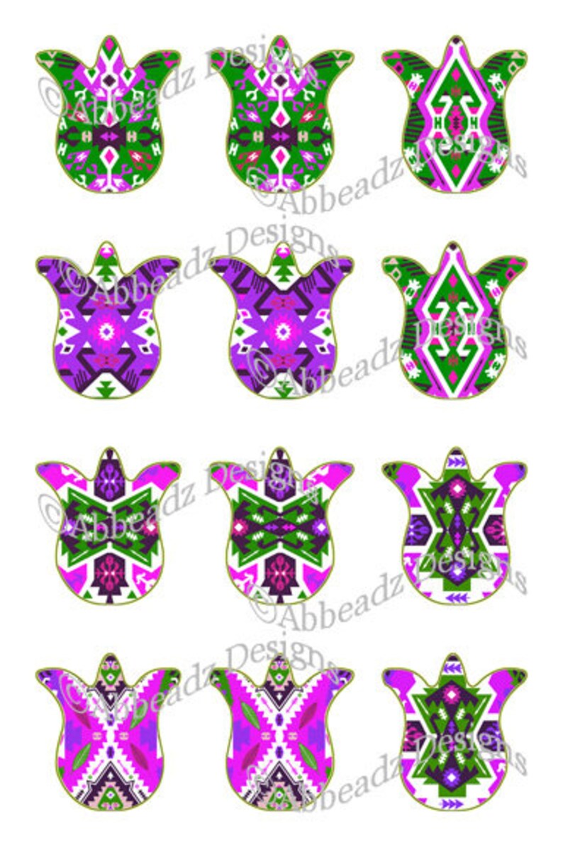 Tulip Art w/ Ethnic Designs Collage Sheet for Tulip Epoxy Stickers 1 DIGITAL DOWNLOAD image 2