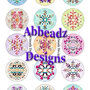 15 - 1 Inch Tribal Pattern Snowflakes Bottlecap Images DIGITAL DOWNLOAD