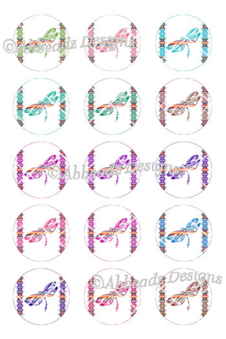 27 Pairs 1 Inch Round Colorful Dragonfly Bottle Cap Images Etsy