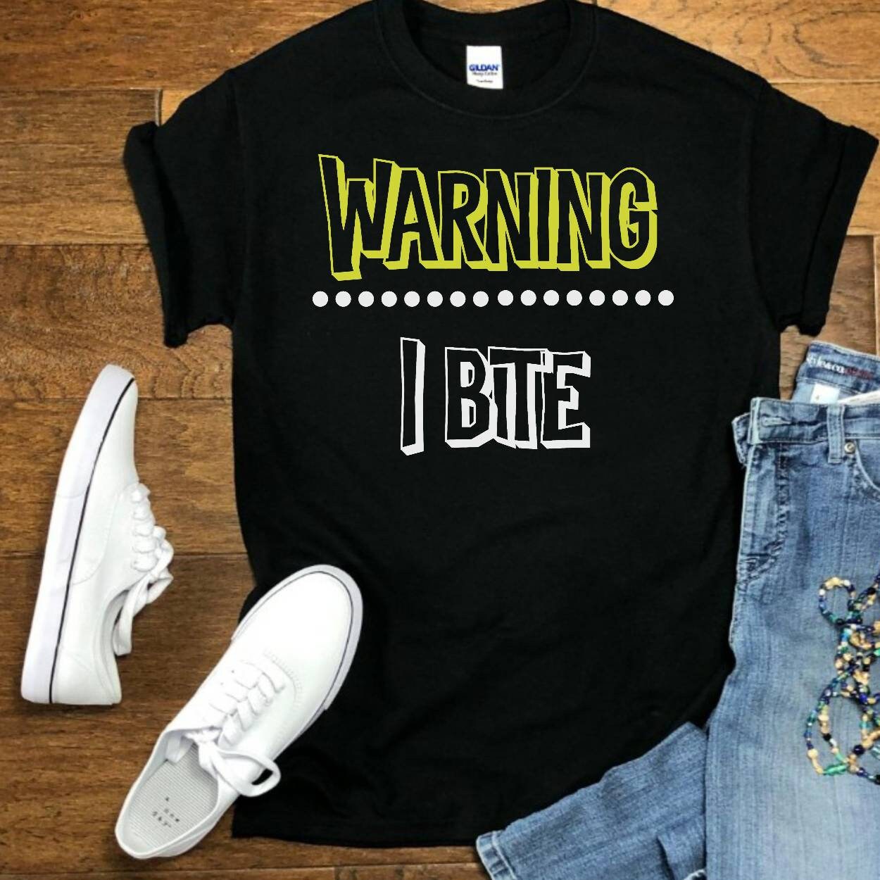 Warning I bite funny tshirt men's funny shirt hilarious Etsy