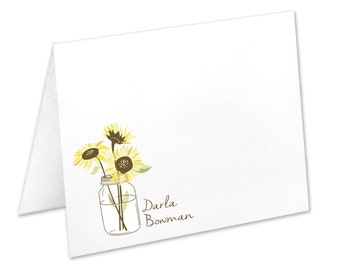 Custom floral cards Personalized Stationary Cards with envelopes Flower Stationery Mason Jar Cards Notecards for Her Floral Card
