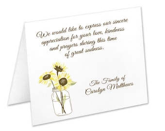 sympathy acknowledgement cards funeral thank you cards etsy