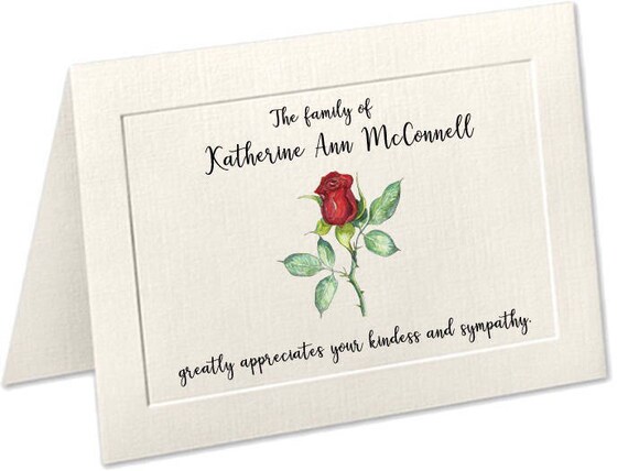sympathy acknowledgement cards funeral thank you cards etsy funeral thank you cards personalized
