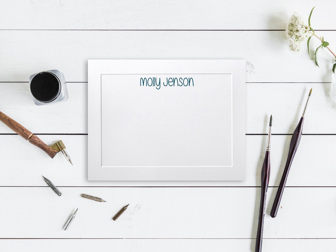 Embossed Panel Personalized Flat Note Cards Stationery Set - Etsy