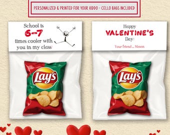 6-7 Children's Cards, Custom Bag Toppers, 67 Personalized Valentine Kit, Classroom Valentines, Set of 12, Tween Slang