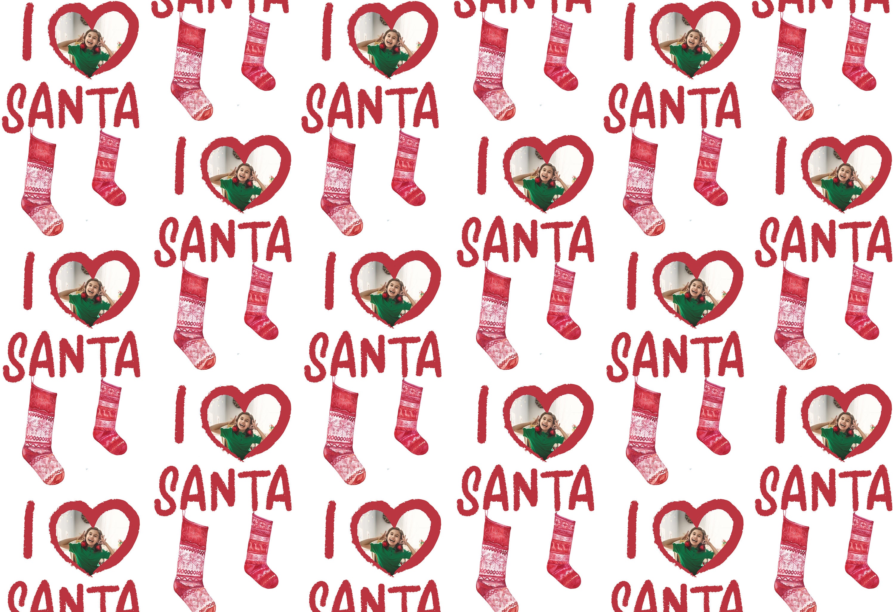 Photo Wrapping Paper, I Love Santa Wrapping Paper, Wrapping Paper Sheets,  Christmas Photo Wrapping Paper, Custom Wrapping Paper