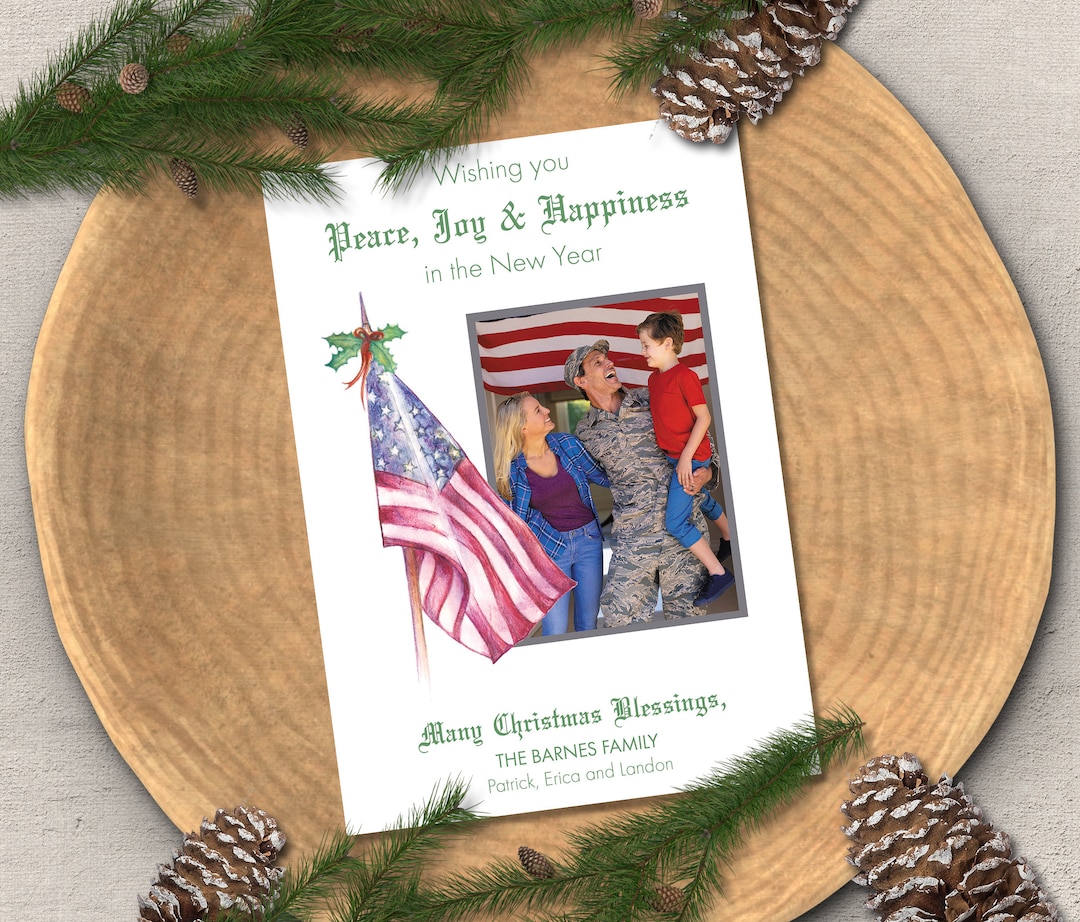 Patriotic Christmas Cards Military Photo Christmas Cards Etsy