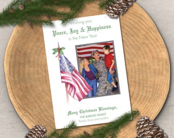 Patriotic Christmas Cards, Military Photo Christmas Cards, Flag Photo Holiday Cards, American Flag Photo Christmas, Red White Blue Christmas