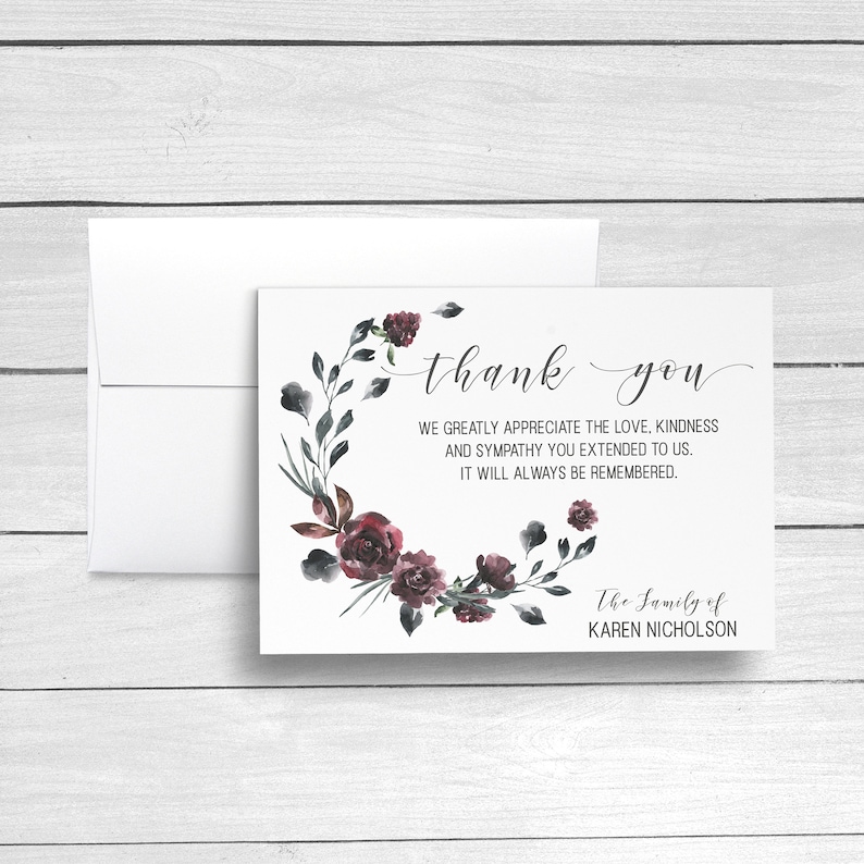 Sympathy Acknowledgement Cards, Bereavement Cards, Funeral Thank You Cards, Sympathy Thank Yous, Funeral Cards, Personalized Funeral Cards image 1