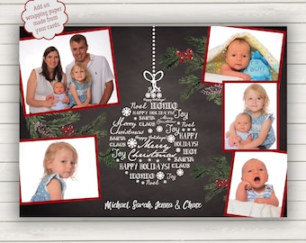 Blackboard Christmas Cards, Photo Christmas Cards, Printed Christmas Cards, Holiday Photo Card, Photo Wrapping Paper, Chalkboard Cards