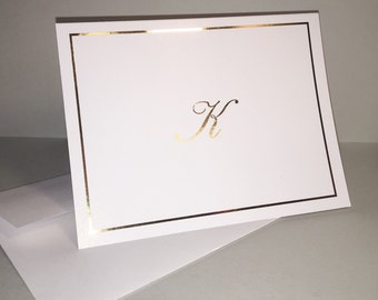 Gold Foil Stationery, Foil Note Cards, Gold Foil Stationary Set, Gold Foil Personalized Stationery, Gold Foil Personalized Note Cards