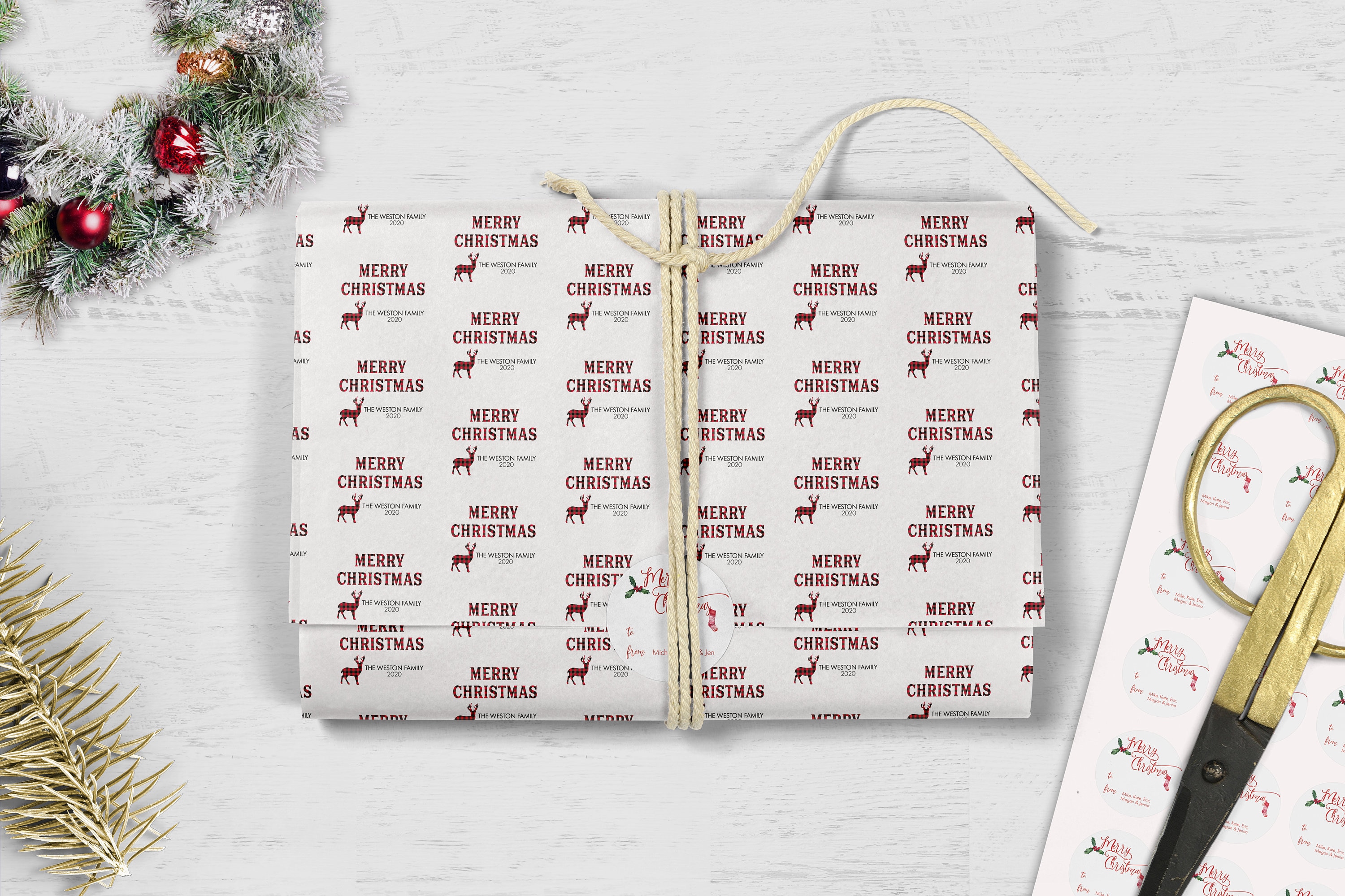 Christmas Tissue Paper, Personalized Tissue Paper, Buffalo Plaid