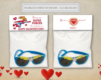 Superhero Valentines Day Cards, Personalized Valentines Day Bag Toppers,  Printed Valentines, Valentines Cards, Kids Super Hero Valentines