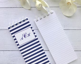 Spiral Bound Note Pads, To-Do List, Set of 3 Note Pads, Personalized Note Pads, Striped Notepad, Monogrammed Notepad, Grocery List Pad